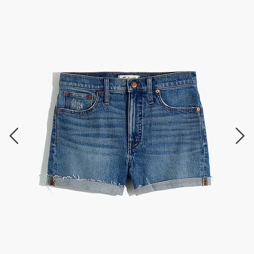 Madewell High-Rise Denim Jean Cutoff Shorts in Malden Medium Wash